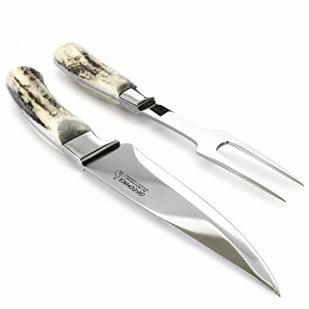 Kitchen Knife Set, AC 95 Handcrafted Deer Antler Handle No Sheath, Stainless Steel Construction for Kitchen Prep, Cooking and Countertop Use image 1