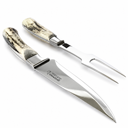 Kitchen Knife Set, AC 95 Handcrafted Deer Antler Handle No Sheath, Stainless Steel Construction for Kitchen Prep, Cooking and Countertop Use image 1