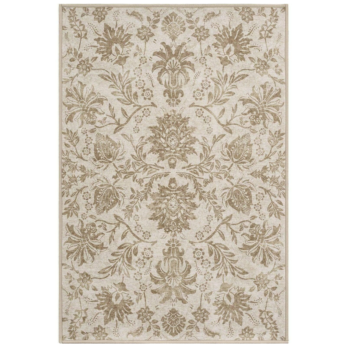 Area Rug, Vintage Distressed Large Floral Scrollwork, Lightweight Design, Non-Slip Design for Hallways, Dining Spaces and Home Decor image 1