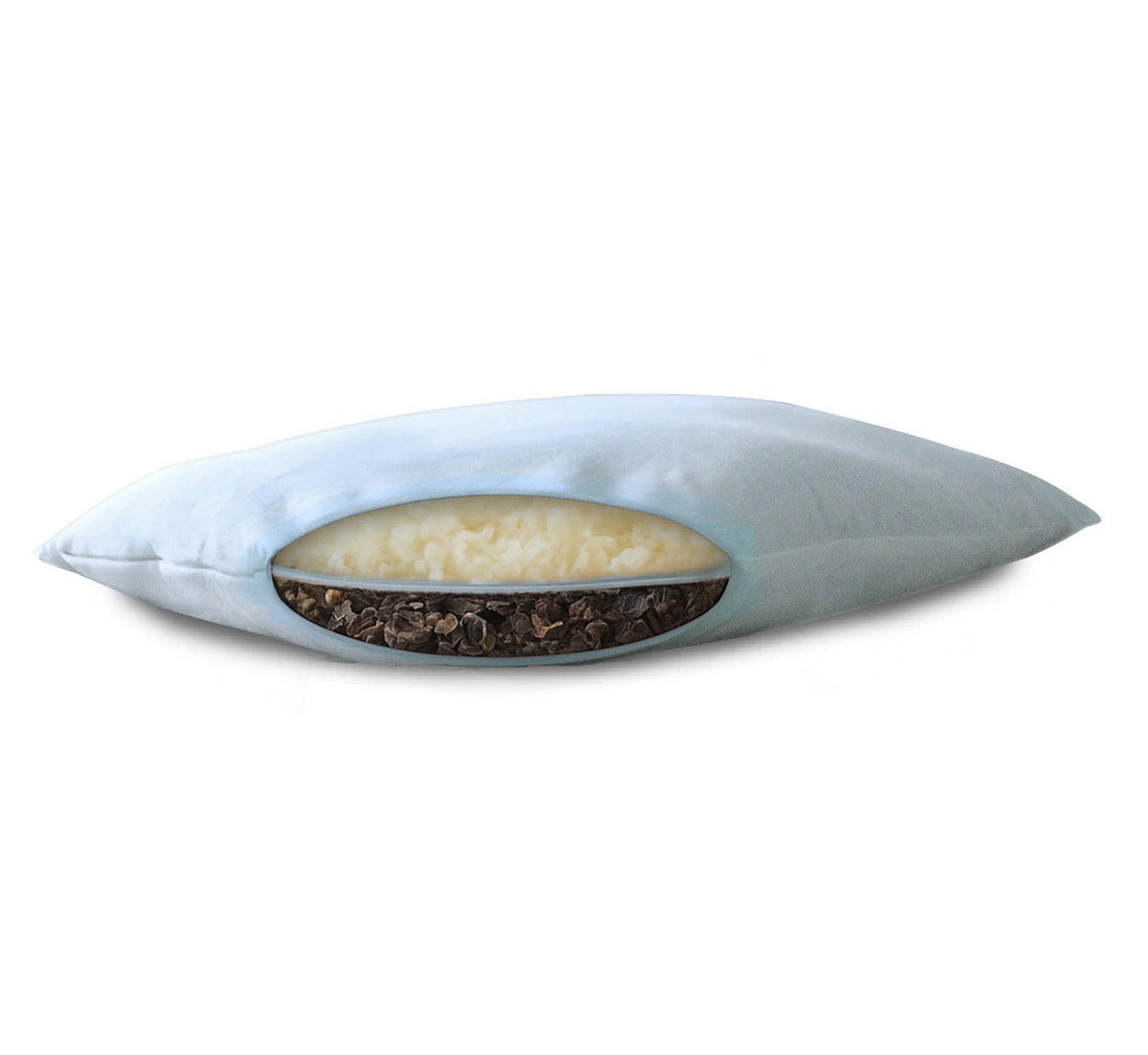 Bed Pillow, Hybrid : Natural Wool & Buckwheat, Organic Cotton Shell, Breathable Construction for Sleeping, Reading and Bedroom Comfort image 1