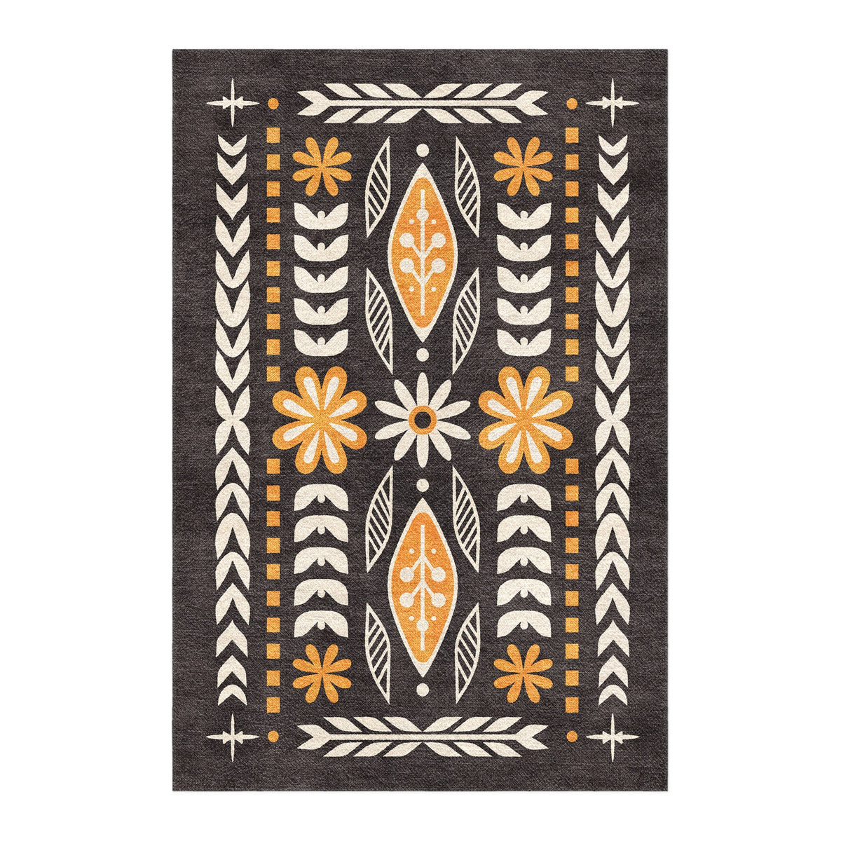 Area Rug, Topanga Black & Yellow for Hallways, Dining Spaces and Home Decor, 10 Size Options image 1