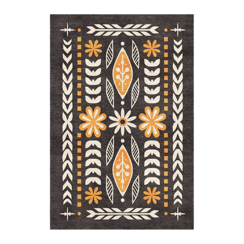 Area Rug, Topanga Black & Yellow for Hallways, Dining Spaces and Home Decor, 10 Size Options image 1
