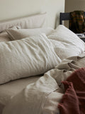 Pillowcase Set, Oatmeal Stripe Linen Blend (Pair), Breathable Construction for Everyday Bedding and Bedroom Refreshes image 1