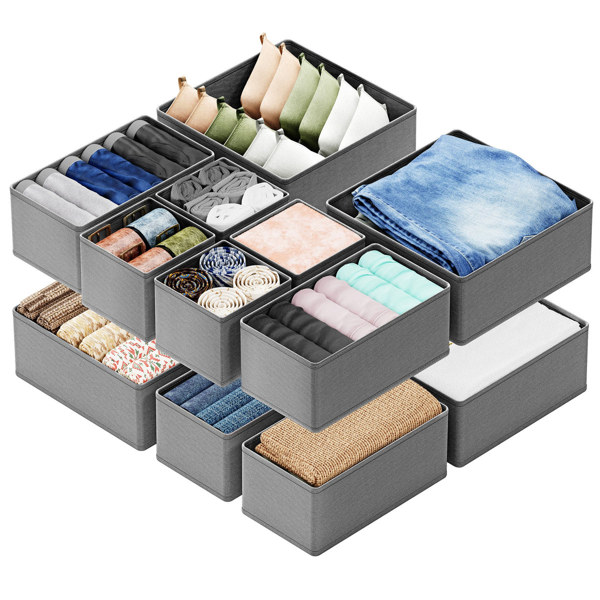 Home Storage Organizer, 12 Pack Drawer Organizers for Clothes, Breathable Construction for Closets, Shelves and Everyday Organization image 1