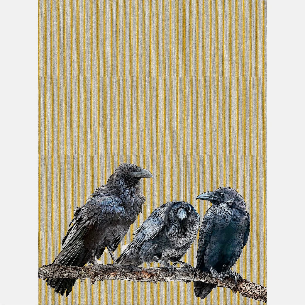 Kitchen Tea Towel, Three Ravens Flour Sack, Cotton Fabric, Machine-Wash Care for Dish Drying, Kitchen Cleanup and Farmhouse Kitchen Displays image 1