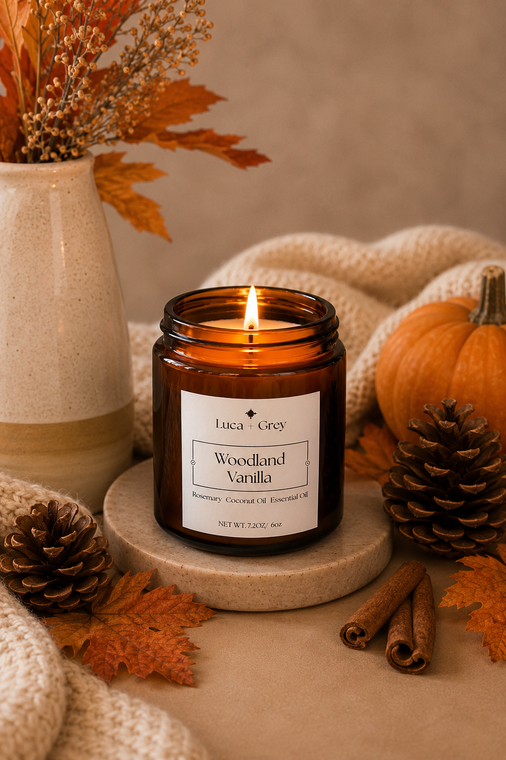Decorative Candle, Woodland Vanilla Beeswax for Entryways, Mantels and Everyday Home Ambience image 1