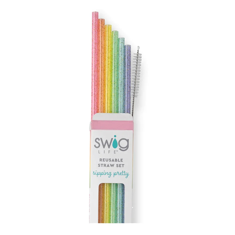 Reusable Straw Kit, Rainbow Glitter Set for Tumblers, Smoothies and Everyday Drinks, Designed for Home, Travel and Reusable Drinkware image 1