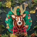 Seasonal Home Decor, Rustic Reindeer Wreath for Mantels, Tables and Seasonal Decorating, Designed for Everyday Home Use image 1