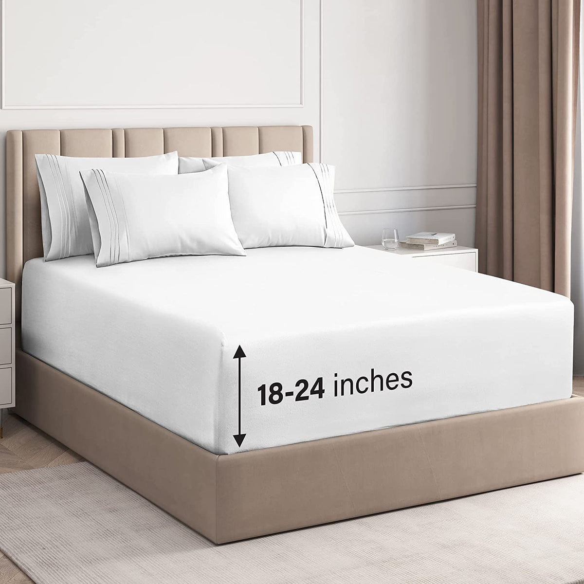 Bed Sheet Set, 6 Piece Deep Pocket, Memory Foam Support for Everyday Bedroom Comfort and Guest Rooms, 6 Sizes and 26 Colors image 1