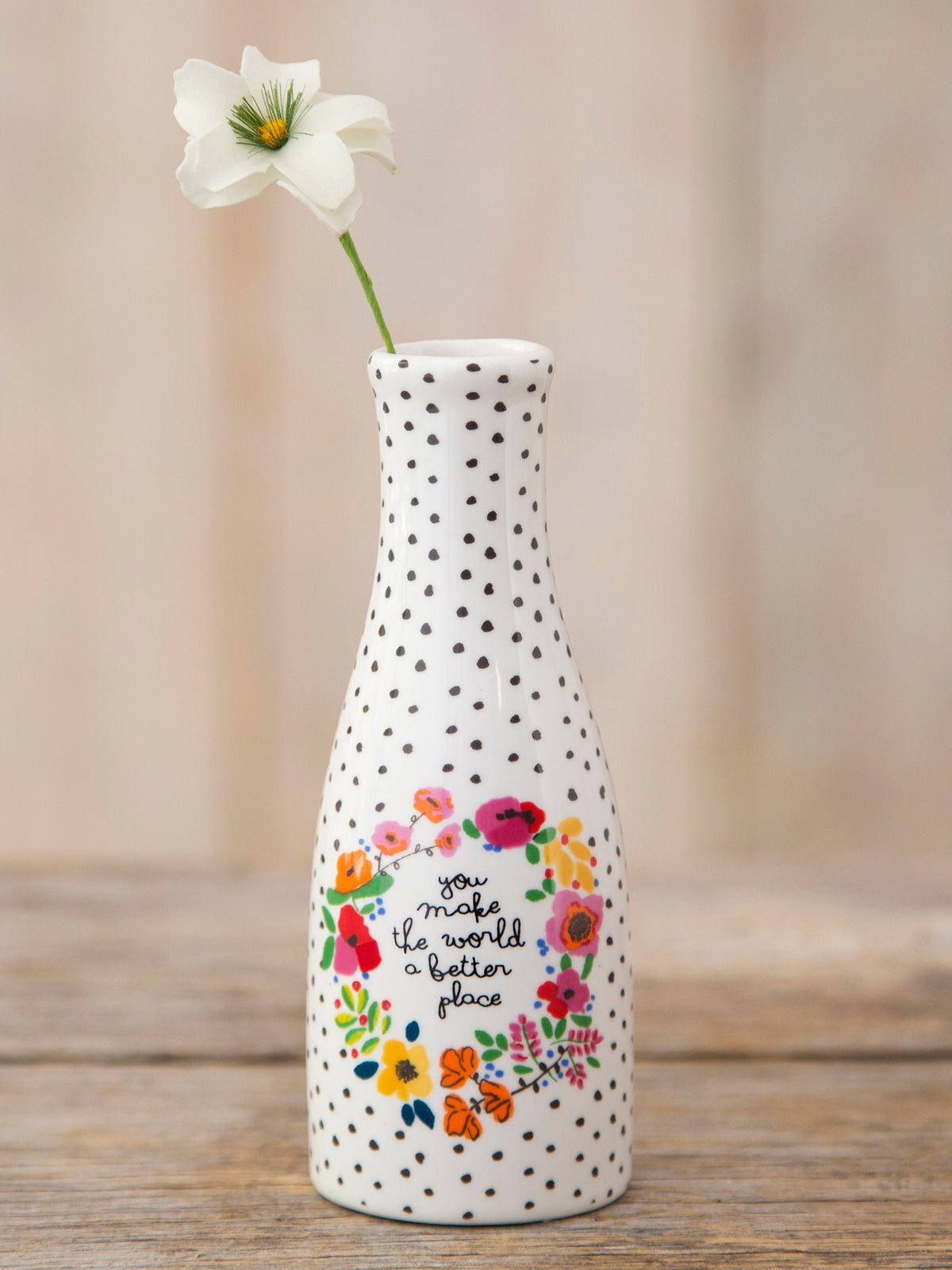 Decorative Vase, Ceramic Bud You Make World Better for Tabletop Arrangements and Home Decor image 1