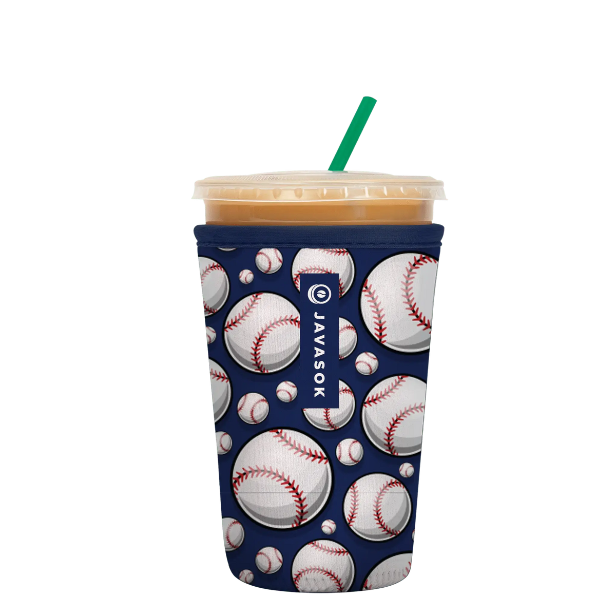 Reusable Cup Sleeve, Play Ball, Neoprene Construction for Iced Coffee, Cold Drinks and Condensation Control, 5 Size Options image 1