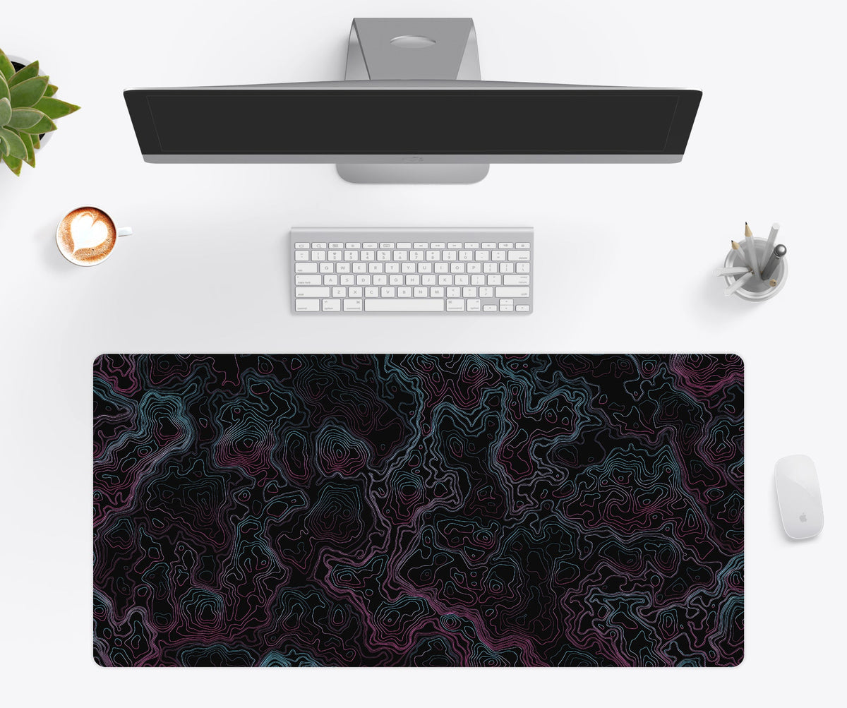 Desk Mat, Retro Topographic, Machine-Washable Care, Non-Slip Design for Home Offices, Gaming and Daily Computer Work, 4 Size Options image 1
