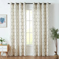 Window Curtain, Boho Leaf Embroidered Geometric Curtains (2, Machine-Washable Care for Bedrooms, Living Rooms and Home Privacy image 1