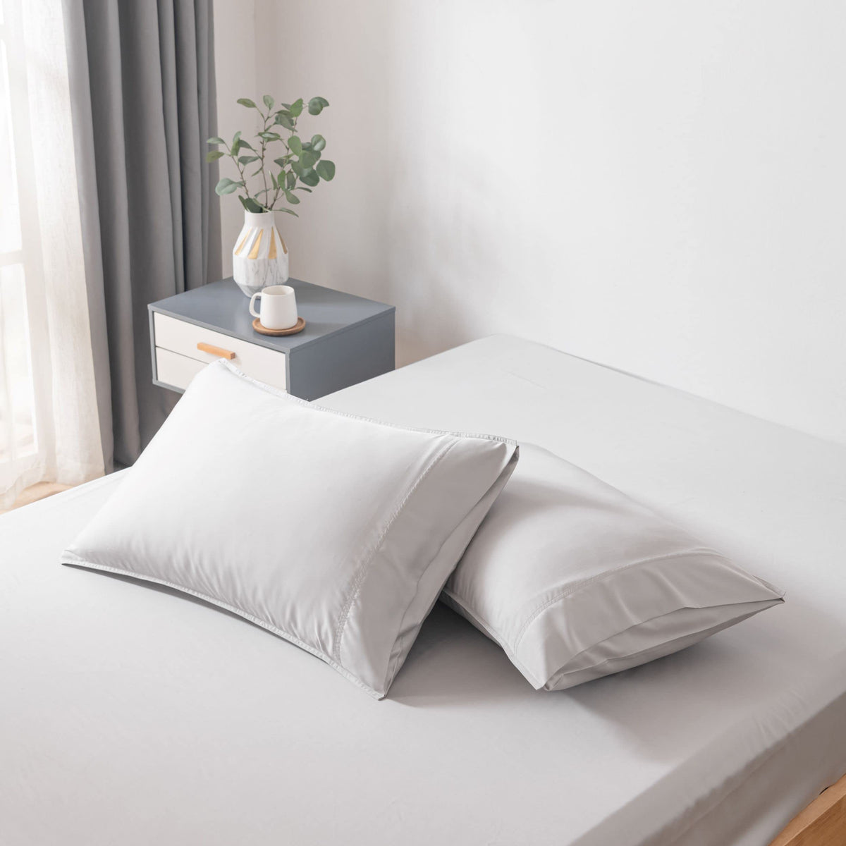 Pillowcase, Bamboo Sets, Lightweight Design, Hypoallergenic Comfort for Guest Rooms and Daily Bedroom Comfort, 3 Sizes and 18 Colors image 1