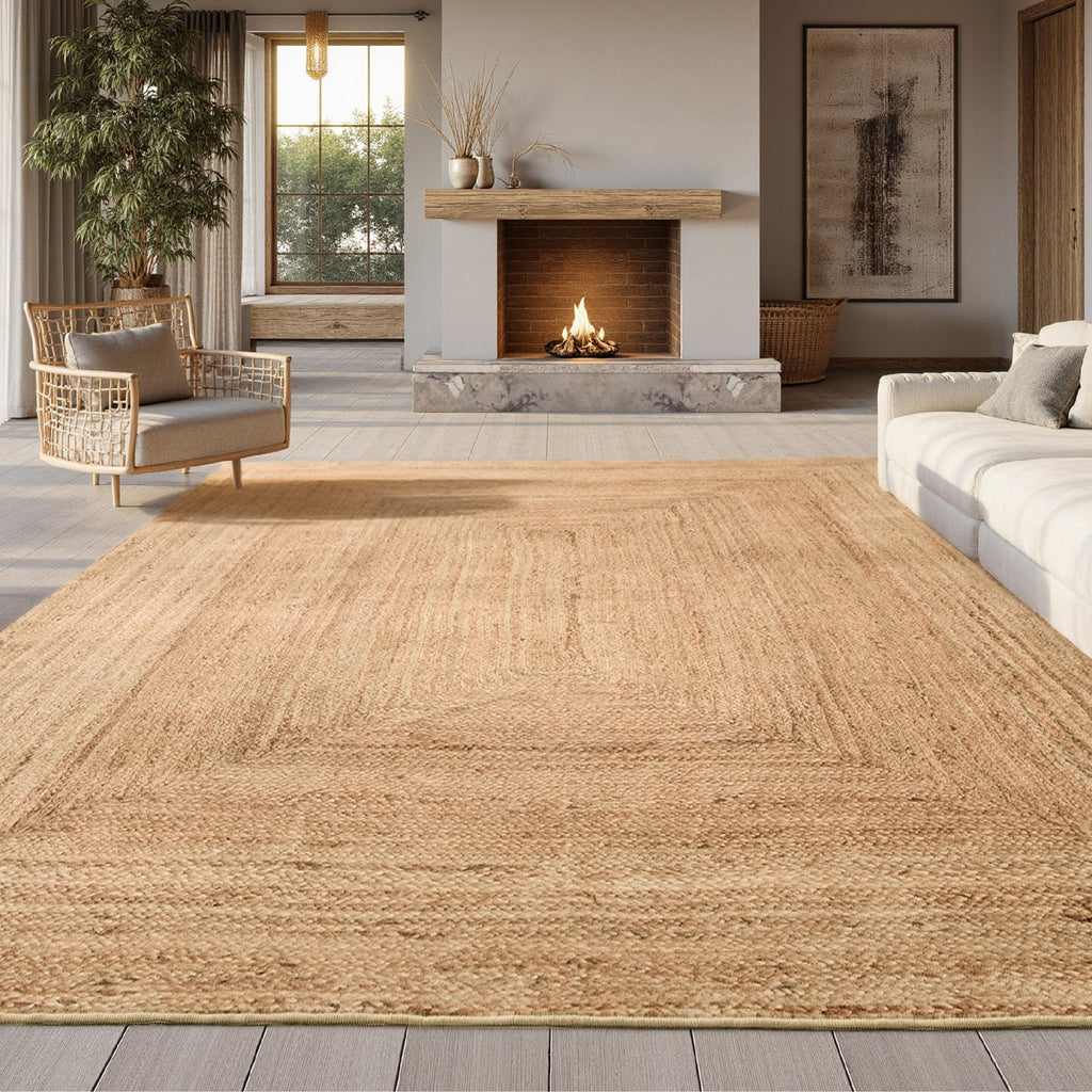 Area Rug, Faux Cashmere Print Jute Look, Machine-Washable Care for Hallways, Dining Spaces and Home Decor, 4 Size Options image 1