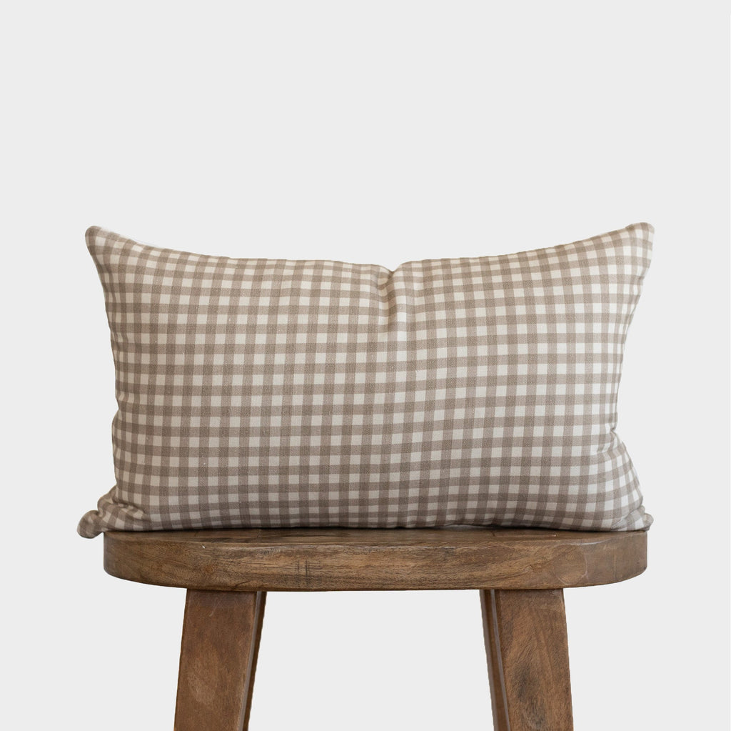 Decorative Pillow Cover Set, Tan Gingham Lumbar 12x20" 12x40", Lightweight Design for Bedroom Styling and Living Room Decor, 2 Size Options image 1