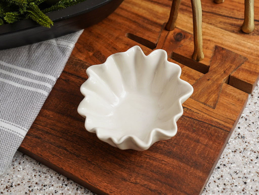 Dinnerware, White Fluted Stoneware Bowl, Ceramic Construction for Family Dining, Serving and Entertaining image 1