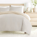 Duvet Cover Set, Gingham Check Pattern 3 Piece Reversible for Guest Rooms and Everyday Bedroom Styling image 1