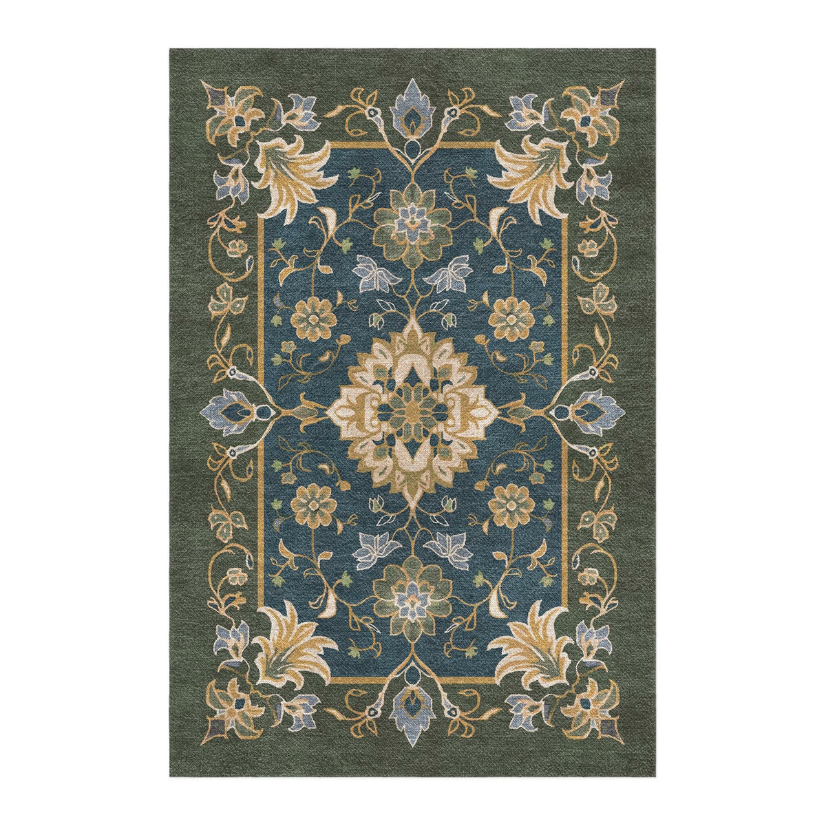 Area Rug, Miriam Navy & Olive Green for Living Rooms, Bedrooms and Entryways, 10 Size Options image 1