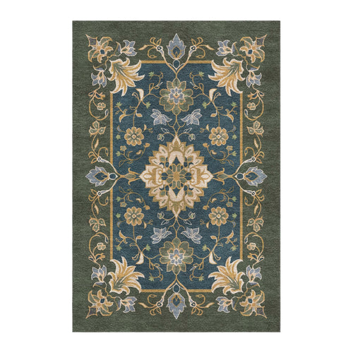 Area Rug, Miriam Navy & Olive Green for Living Rooms, Bedrooms and Entryways, 10 Size Options image 1