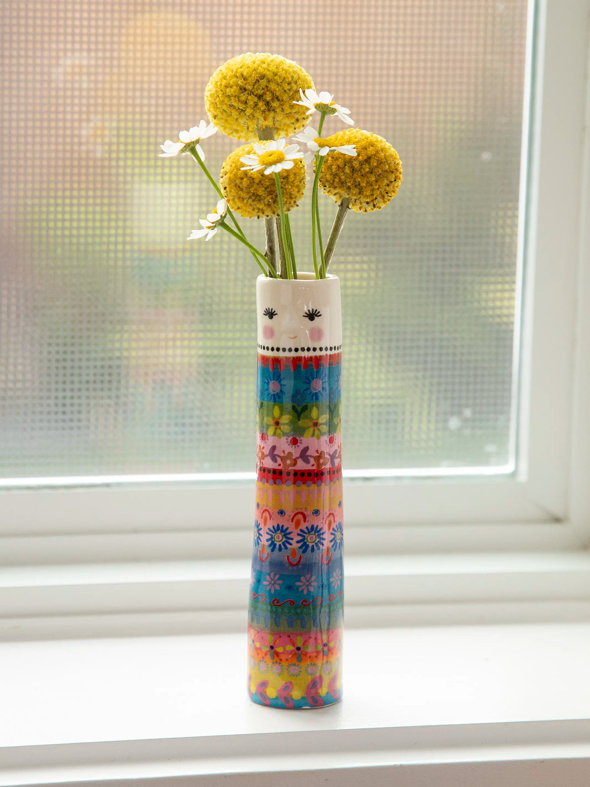Decorative Vase, Folk Friend Bud Folk Lady for Tabletop Arrangements and Home Decor, Designed for Flowers, Shelves and Living Spaces image 1