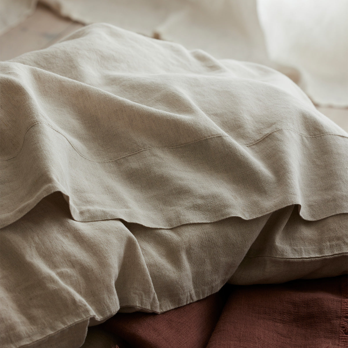 Flat Sheet, Oatmeal 100% Linen, Lightweight Design for Bedroom Comfort, Bed Layering and Everyday Sleep, 4 Size Options image 1