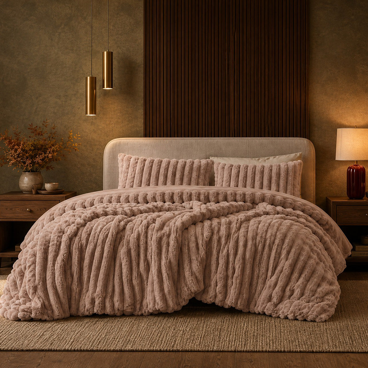 Bed Comforter, Jasmine Ultrasoft Faux Fur Ribbed Set, Lightweight Design for Year-Round Bedroom Comfort and Restful Sleep image 1