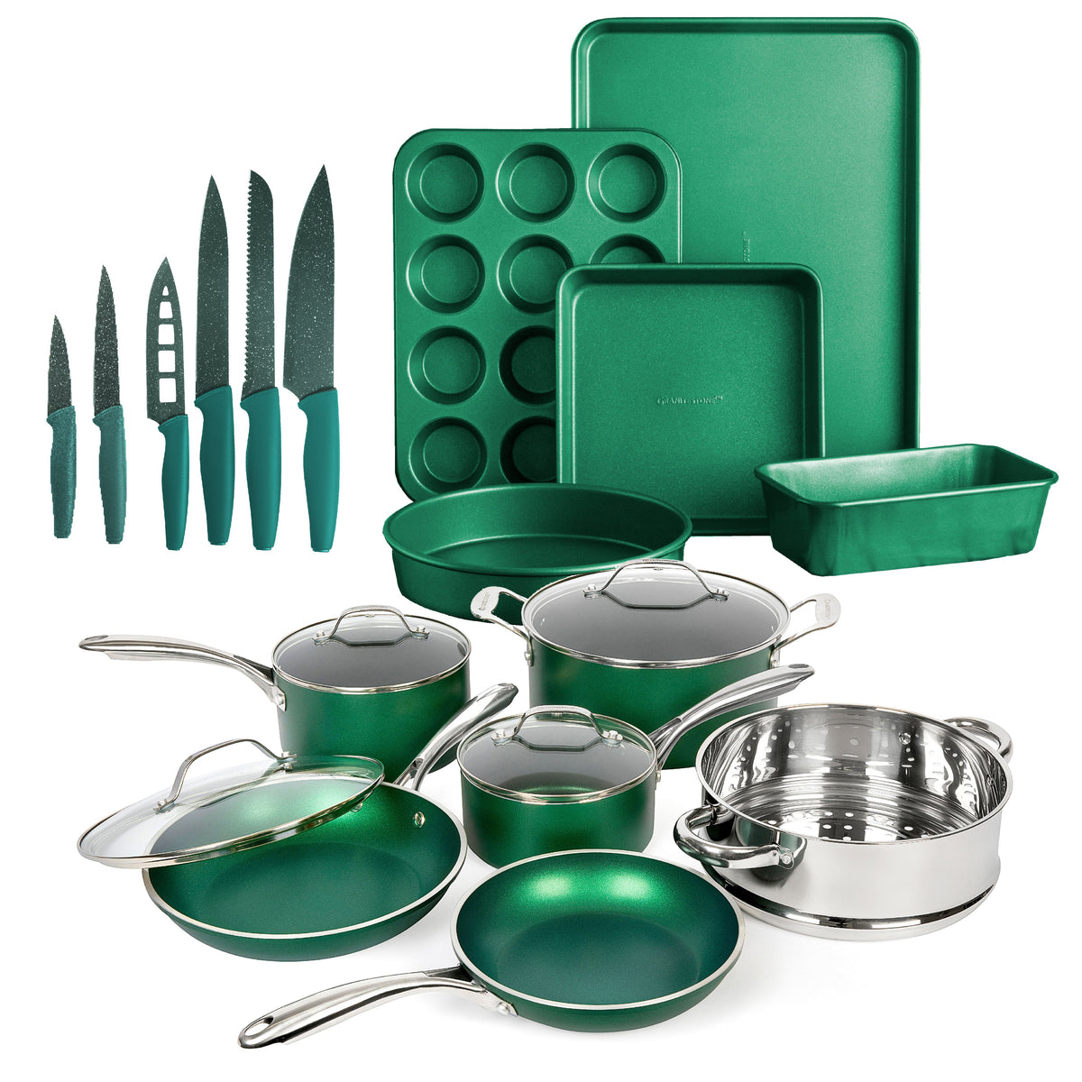 Kitchen Knife Set, 21 Piece Cookware and Bakeware, Dishwasher-Safe Care for Everyday Meal Prep and Home Kitchens image 1