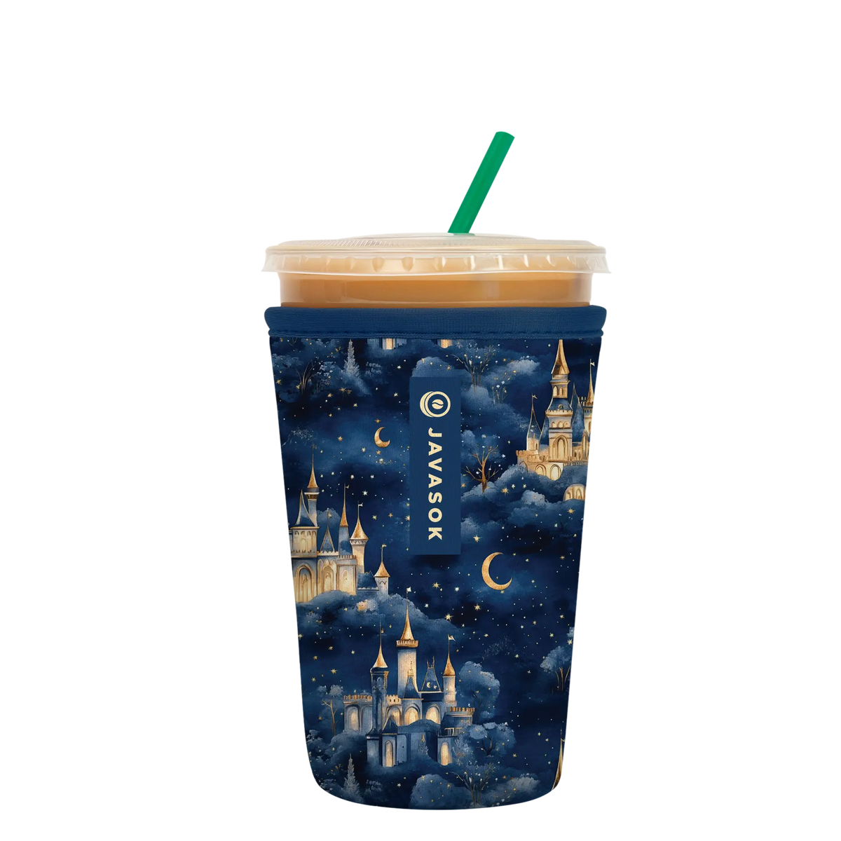 Reusable Cup Sleeve, Castle in Sky, Lightweight Design, Neoprene Construction for Iced Coffee, Cold Drinks and Condensation Control image 1