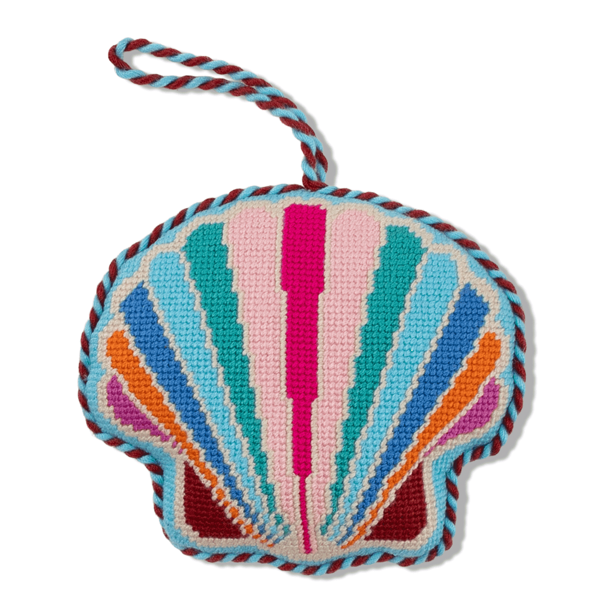 Seasonal Home Decor, Needlepoint Icon Ornament Seashell for Holiday Displays, Shelves and Festive Rooms image 1