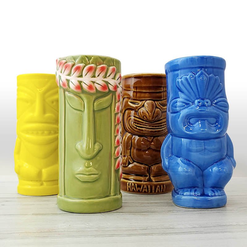 Coffee Mug, Tiki Mugs Drinkware Package 5 Set of 4, Ceramic Construction for Kitchen Tables, Workspaces and Daily Hydration image 1