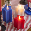Flameless Candle, Set of 3 Red, White & Blue Star shaped Pillars for Mantels, Entryways and Holiday Displays image 1