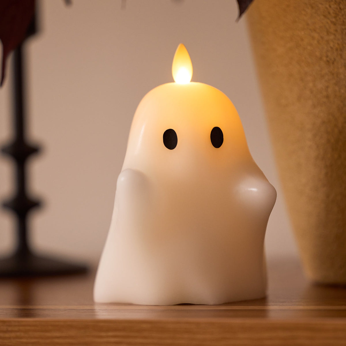 Flameless Candle, Bright White Spooky Ghost for Mantels, Entryways and Holiday Displays, Designed for Everyday Home Use image 1