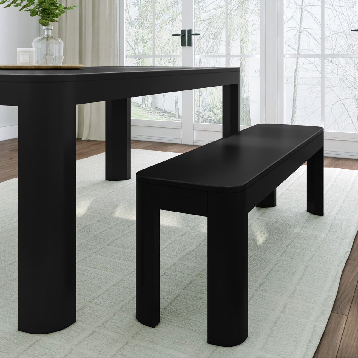 Dining Bench, Contour 58" for Dining Tables, Family Meals and Kitchen Seating, 2 Sizes and 3 Colors image 1