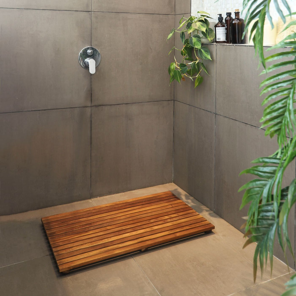 Bath Linen, Bel Air Indoor or Outdoor Shower and Mat 31.4″ for Daily Bathroom Routines and Guest Baths, 2 Style Options image 1