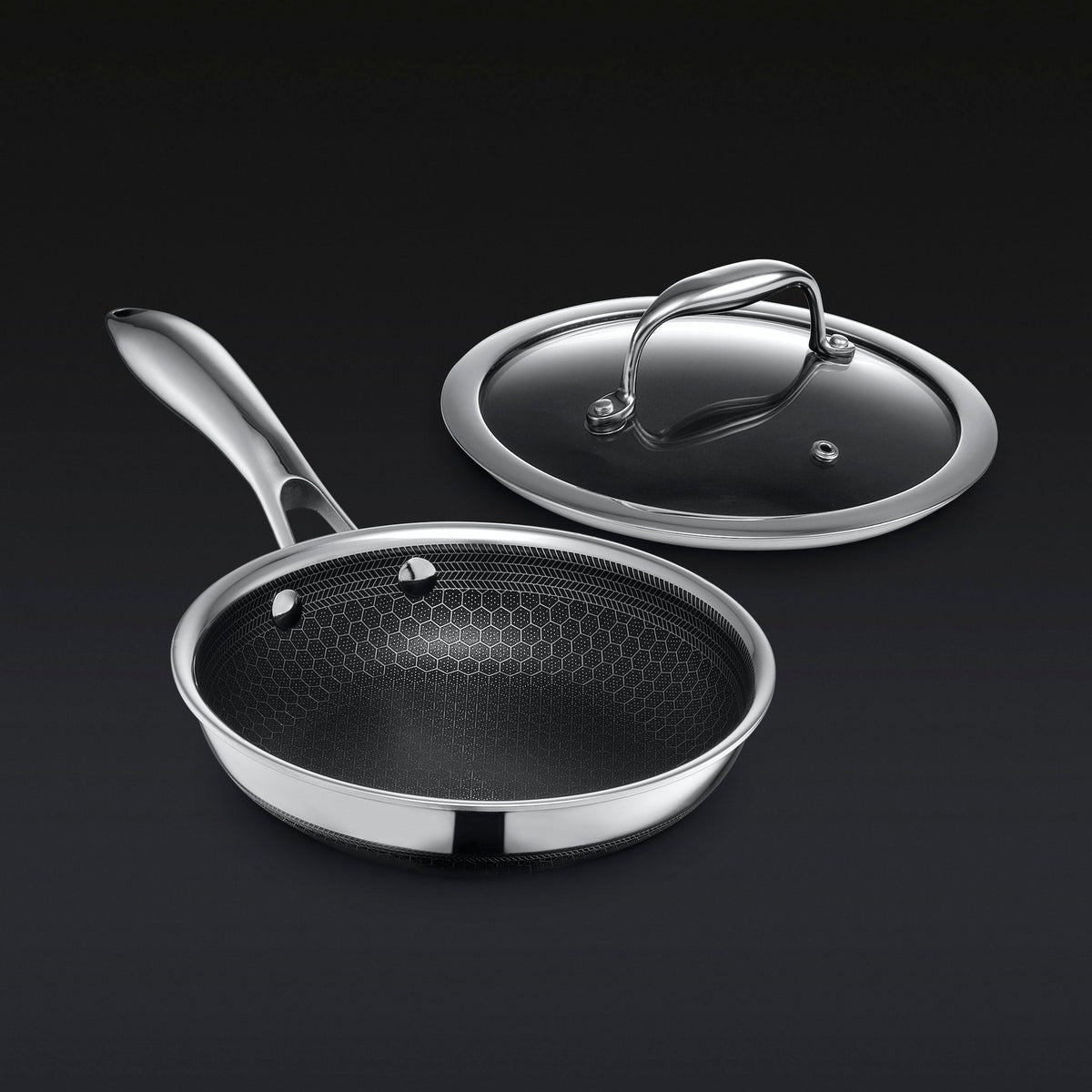 Stainless Steel Fry Pan, Hybrid with Lid, 7" for Stovetop Cooking, Family Meals and Daily Kitchen Use image 1