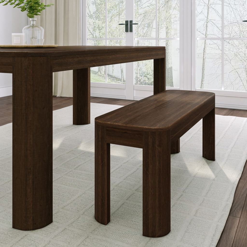 Dining Bench, Contour 46", Solid Wood Construction for Dining Rooms, Kitchen Tables and Everyday Seating, 2 Sizes and 3 Colors image 1