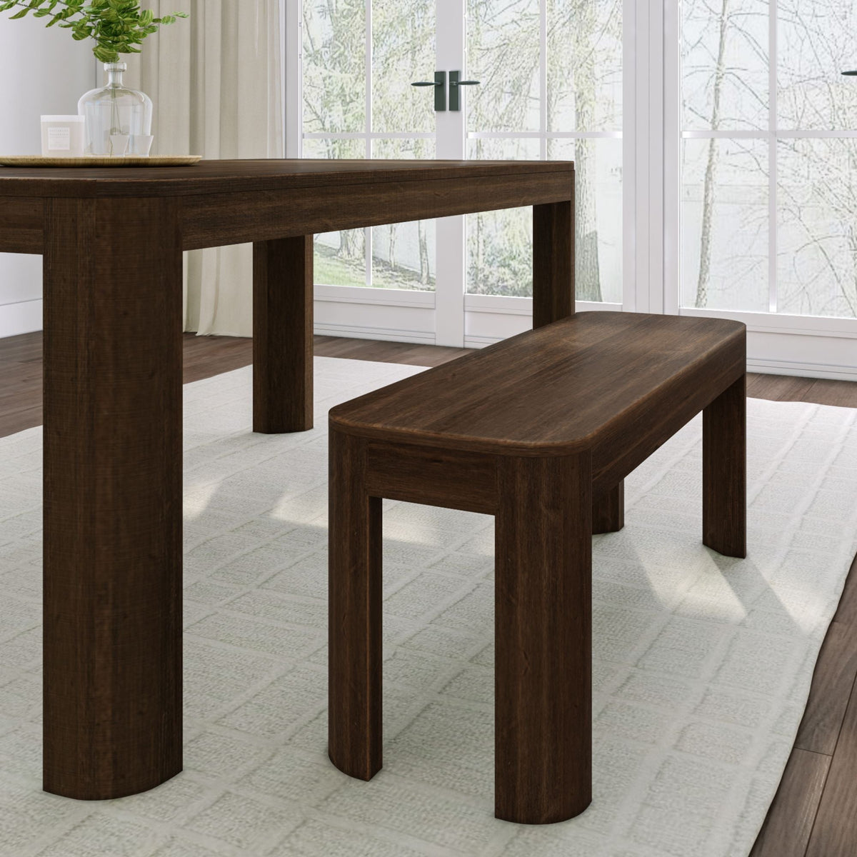 Dining Bench, Contour 46", Solid Wood Construction for Dining Rooms, Kitchen Tables and Everyday Seating, 2 Sizes and 3 Colors image 1
