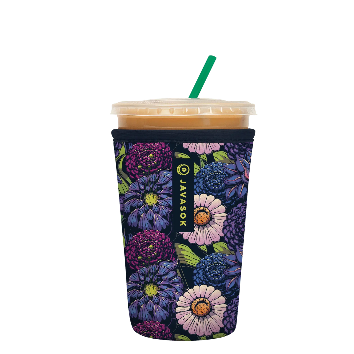 Reusable Cup Sleeve, Secret Garden, Neoprene Construction for Iced Coffee, Cold Drinks and Condensation Control image 1