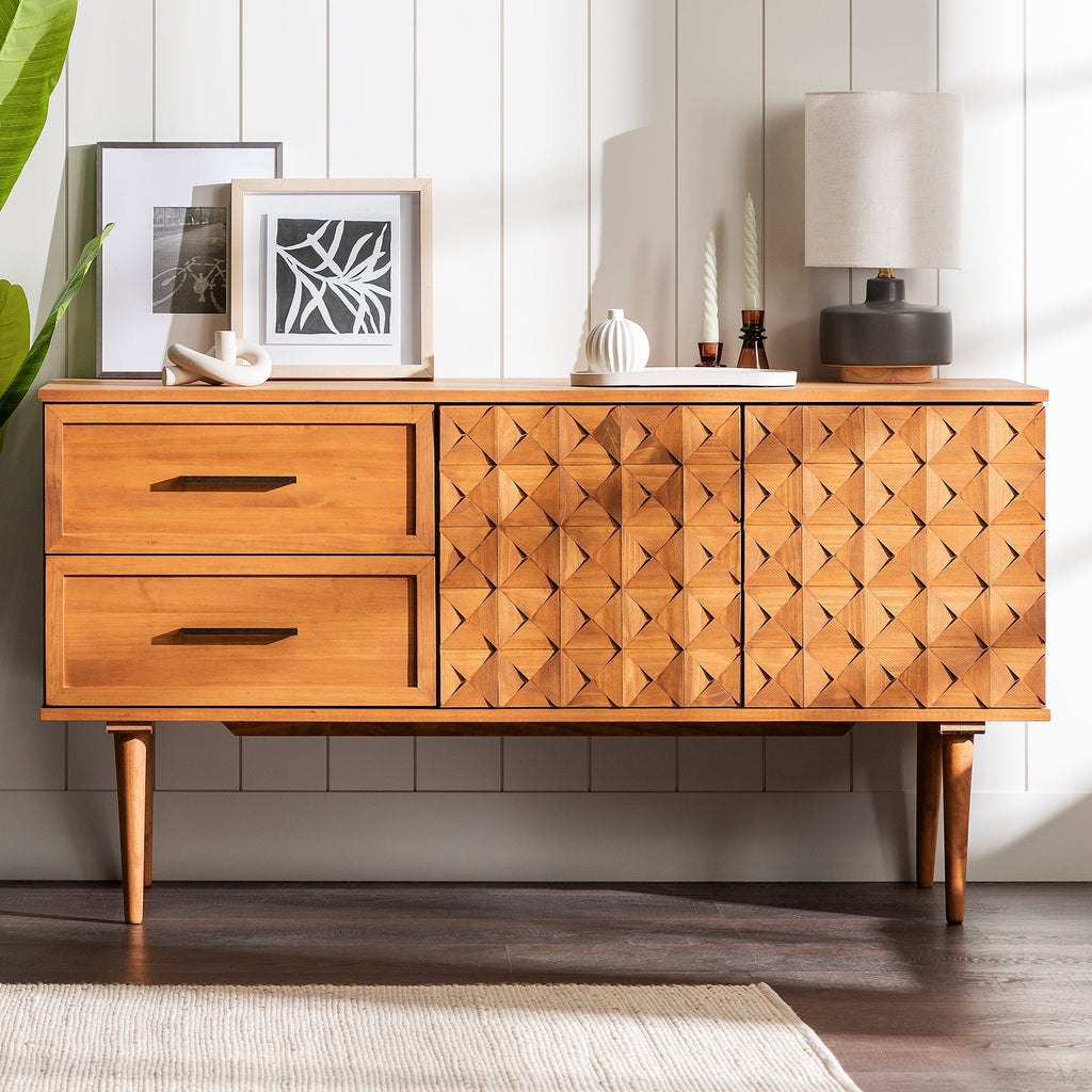 TV Stand, Tessa Solid Wood Prism Sideboard, Adjustable Design for Living Rooms, Media Storage and Home Entertainment image 1