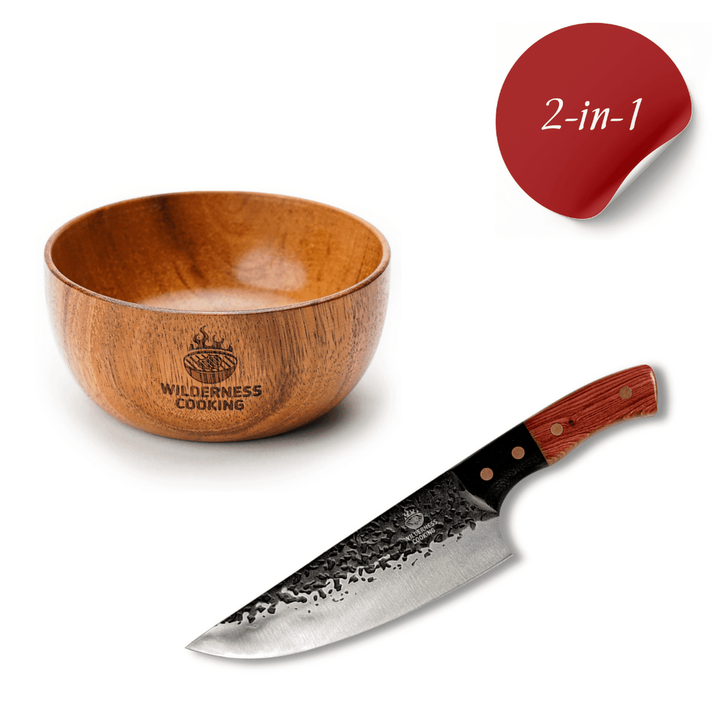 Old style Chef Knife + X-Small Acacia Wood Bowl image 1