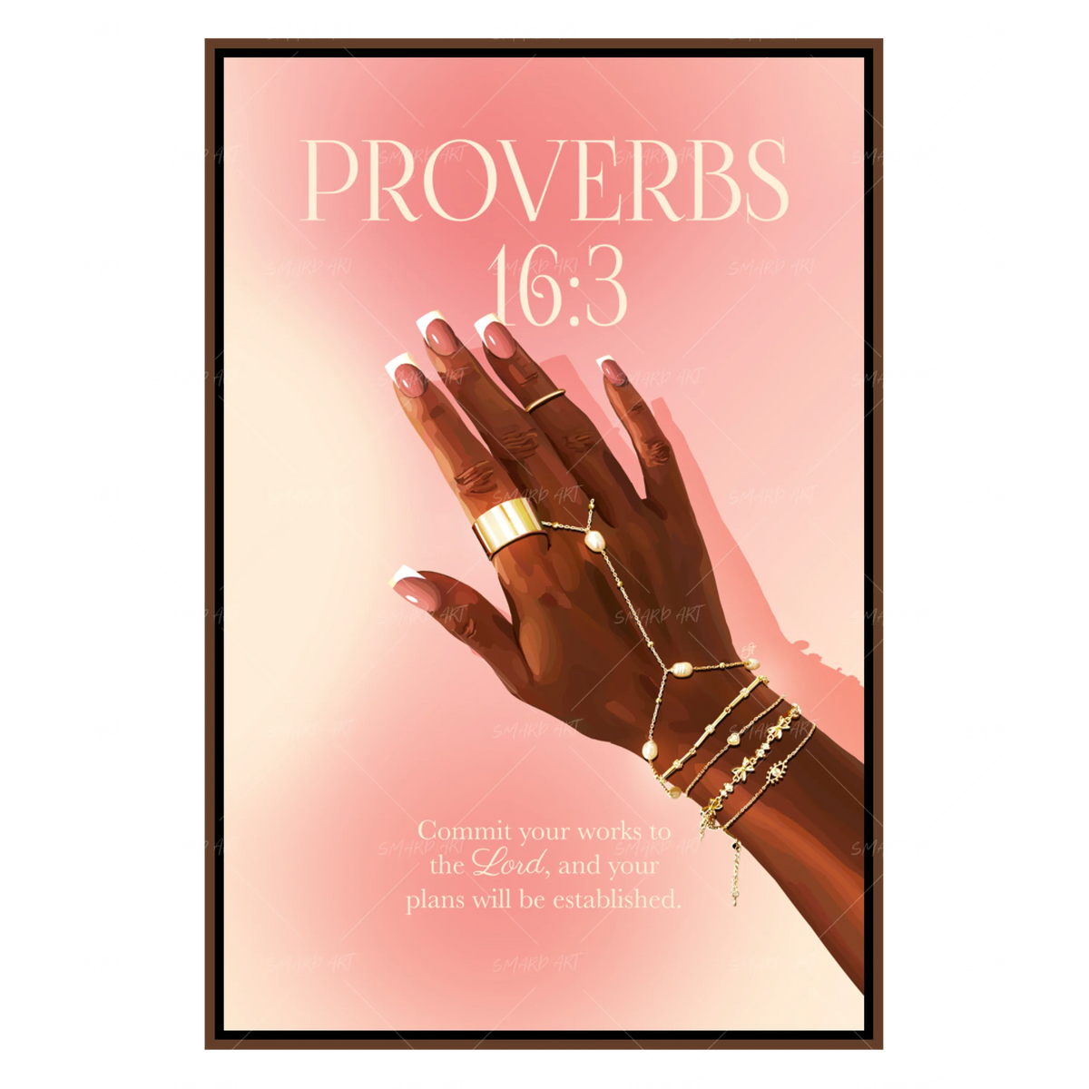 Wall Art Print, Proverbs 16:3 Pink for Gallery Walls and Modern Room Decor, 4 Size Options image 1