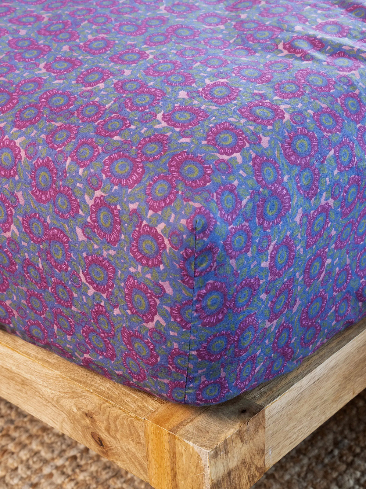 Fitted Sheet, Mix & Match Cotton Plum Dahlia for Everyday Bedding, Bedroom Layering and Guest Beds, 5 Size Options image 1