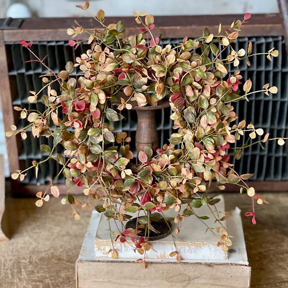 Decorative Candle, Autumn Bog Pimpernel Ring or Petite Wreath RED for Entryways, Mantels and Everyday Home Ambience image 1