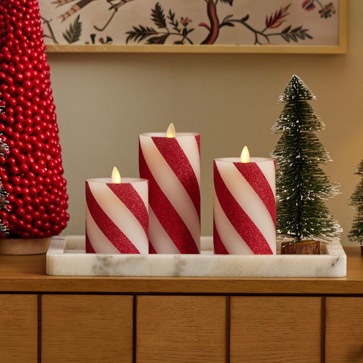 Home Fragrance, Red Candy Cane Wide Glitter Stripe White for Entryways, Bedrooms and Everyday Home Ambience, 3 Size Options image 1