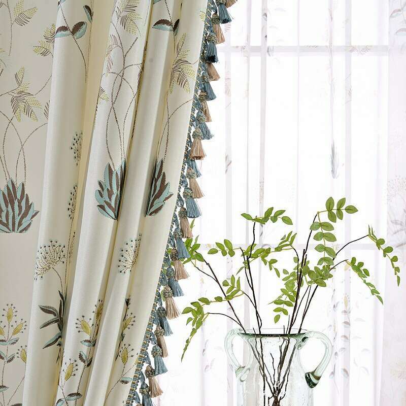 Window Curtain, Rémy Korean Pastoral Print Ivory for Bedrooms, Living Rooms and Home Privacy image 1
