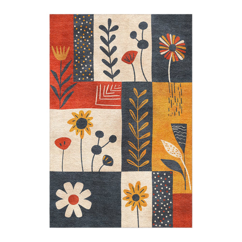 Area Rug, Midsummer Bloom Blue & Red for Hallways, Dining Spaces and Home Decor, 9 Size Options image 1