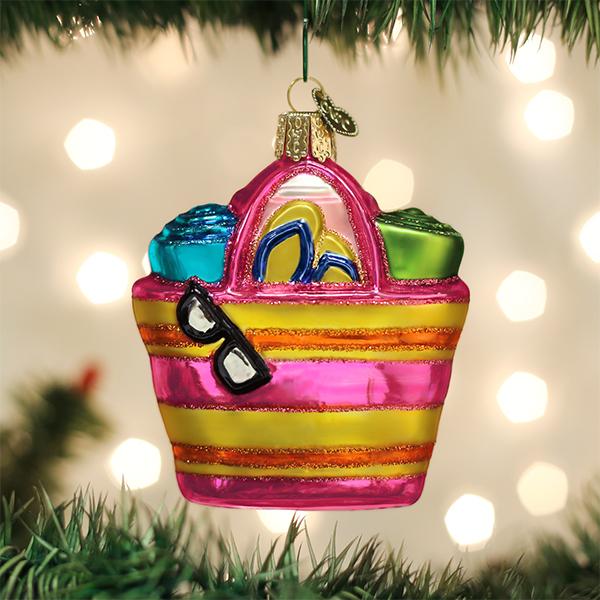Seasonal Home Decor, Beach Bag Ornament for Holiday Displays, Shelves and Festive Rooms, Designed for Everyday Home Use image 1