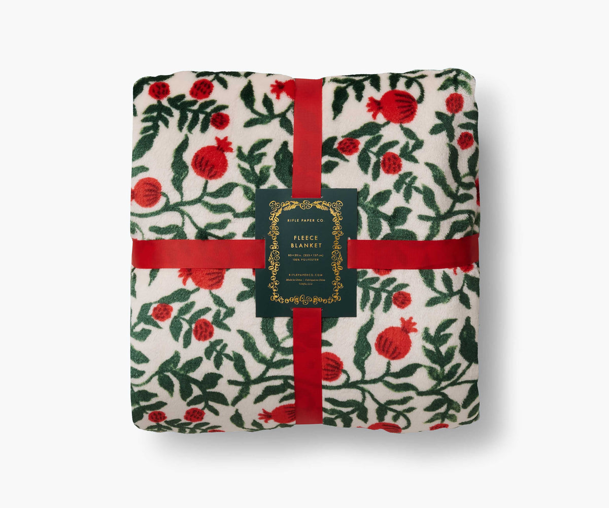 Cozy Throw Blanket, Fleece Christmastide Pomegranate for Sofas, Beds and Relaxing at Home, Designed for Everyday Home Use image 1