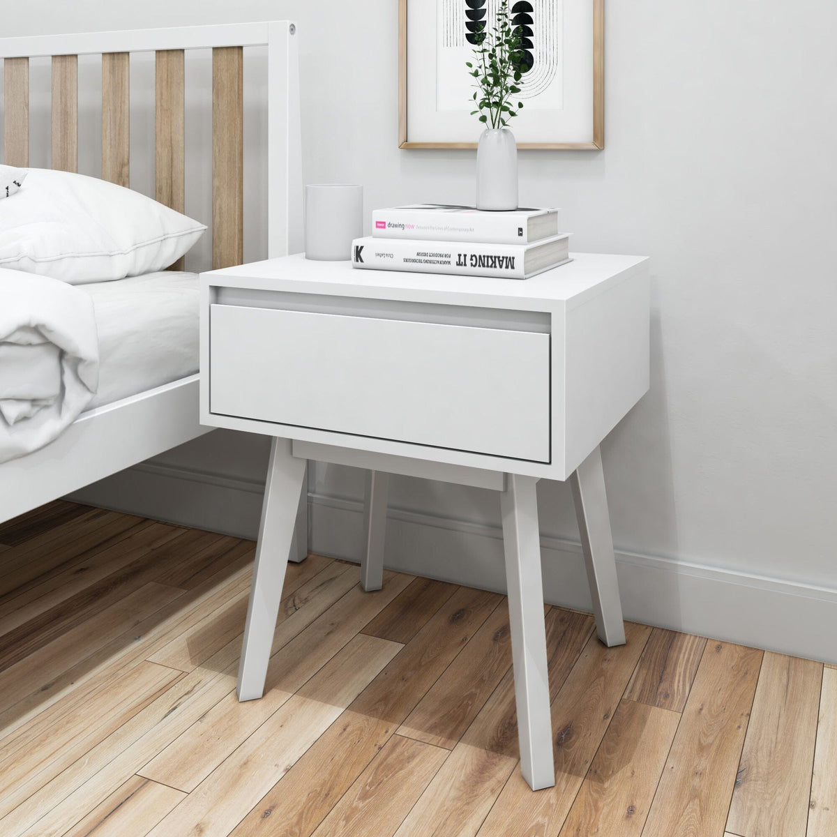 Nightstand, Modern, Solid Wood Construction for Bedside Storage, Bedroom Organization and Guest Rooms, 6 Color Options image 1